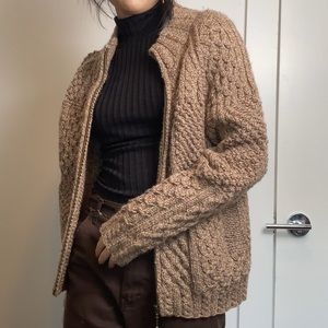 Vintage Knit Tan zip up sweater